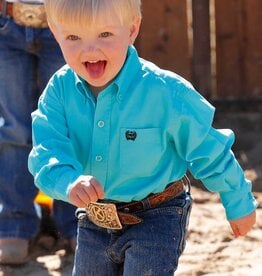 Cinch Boys Infant Cinch Solid Bright Turquoise Long Sleeve Western Button Shirt