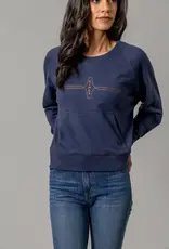 Kimes Womens Gracie Blue Cropped Crew Neck