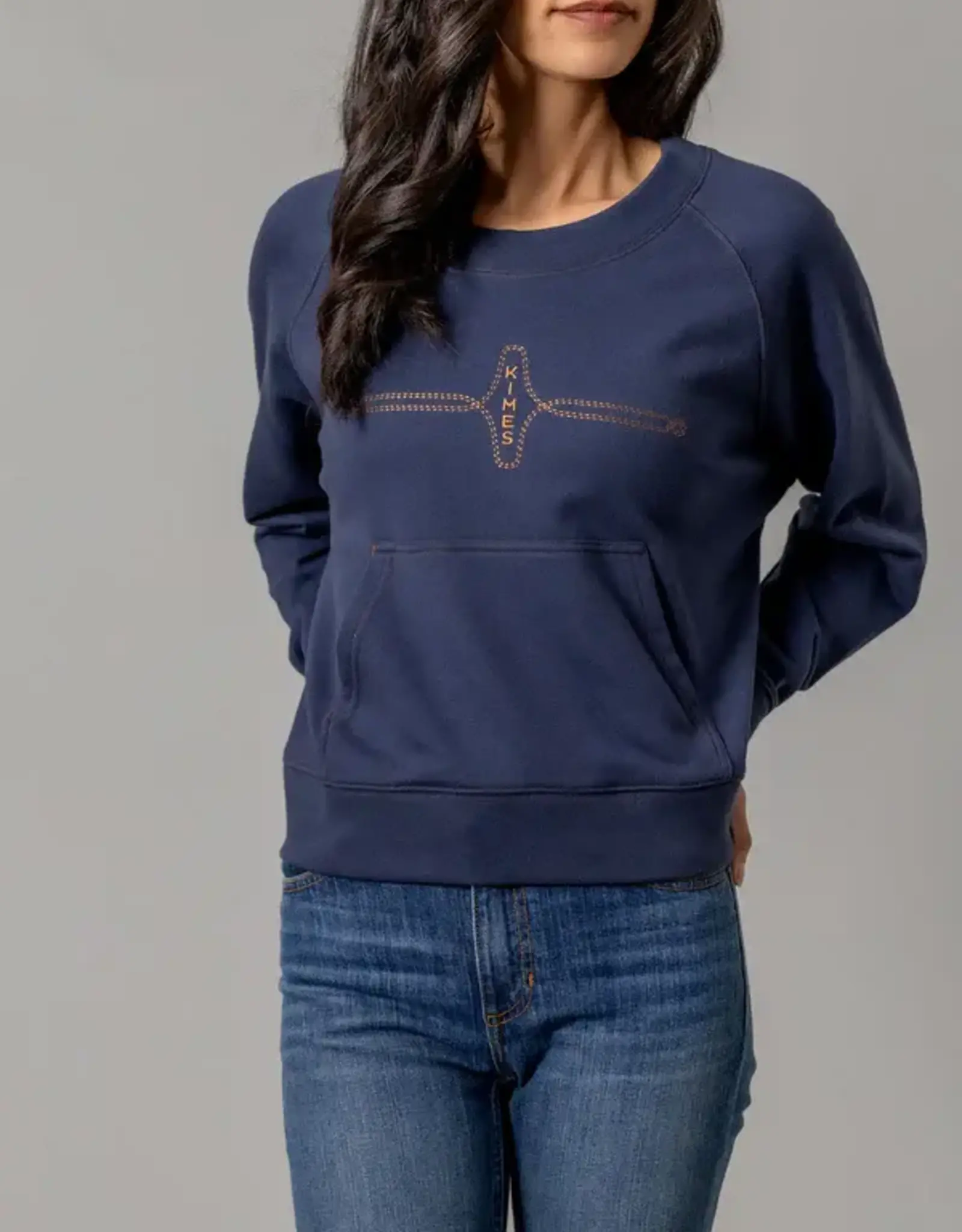 Kimes Womens Gracie Blue Cropped Crew Neck