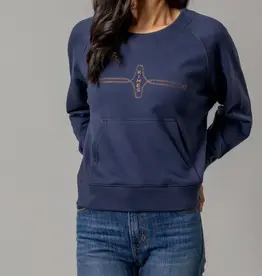 Kimes Womens Gracie Blue Cropped Crew Neck