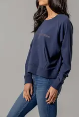 Kimes Womens Gracie Blue Cropped Crew Neck