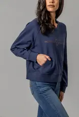 Kimes Womens Gracie Blue Cropped Crew Neck