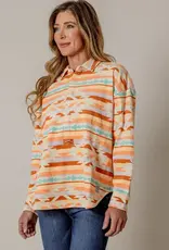 Kimes Womens Judith Quarter Button Aztec Top