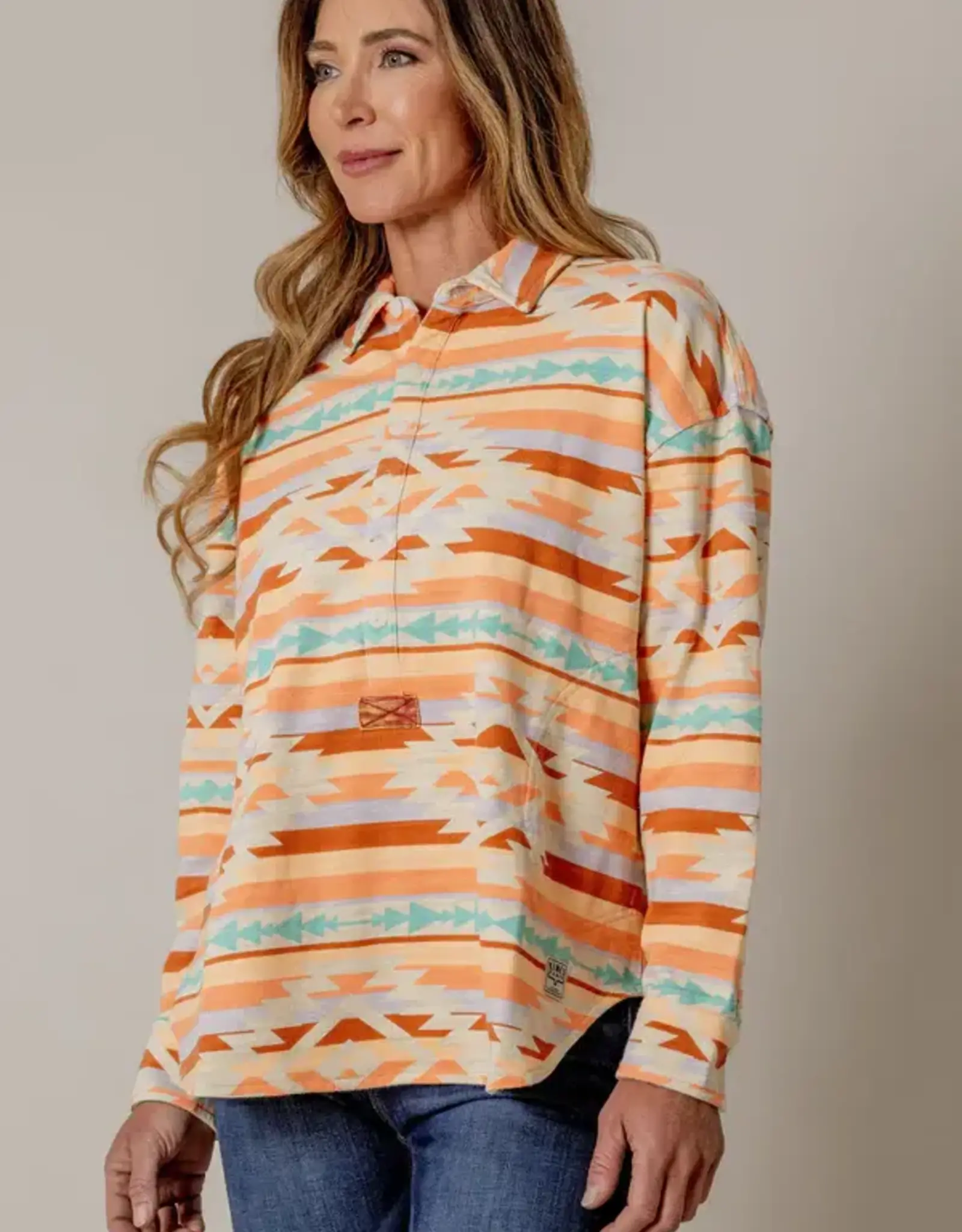 Kimes Womens Judith Quarter Button Aztec Top