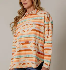 Kimes Womens Judith Quarter Button Aztec Top