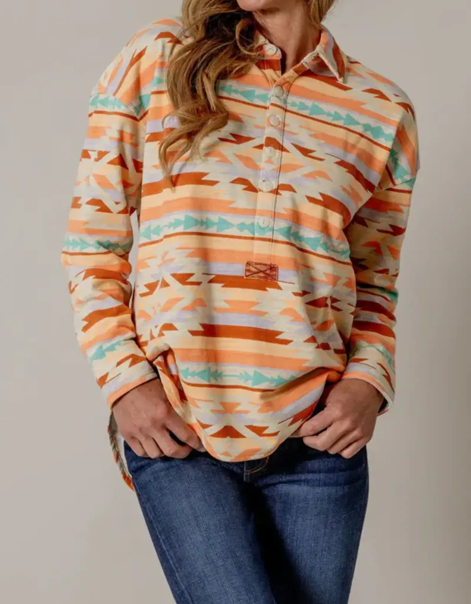 Kimes Womens Judith Quarter Button Aztec Top