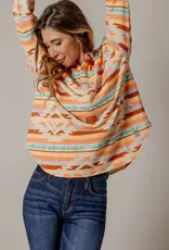 Kimes Womens Judith Quarter Button Aztec Top