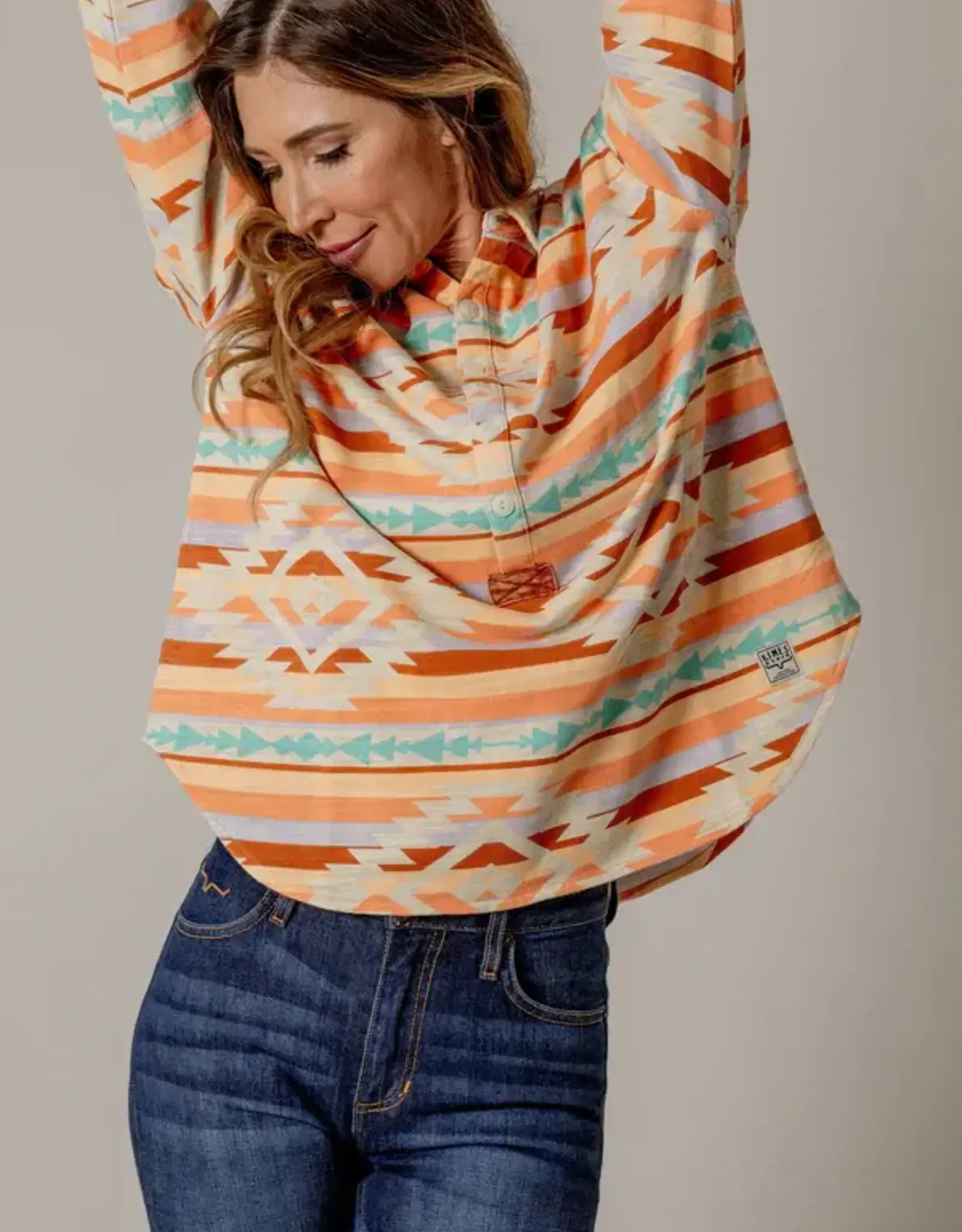 Kimes Womens Judith Quarter Button Aztec Top