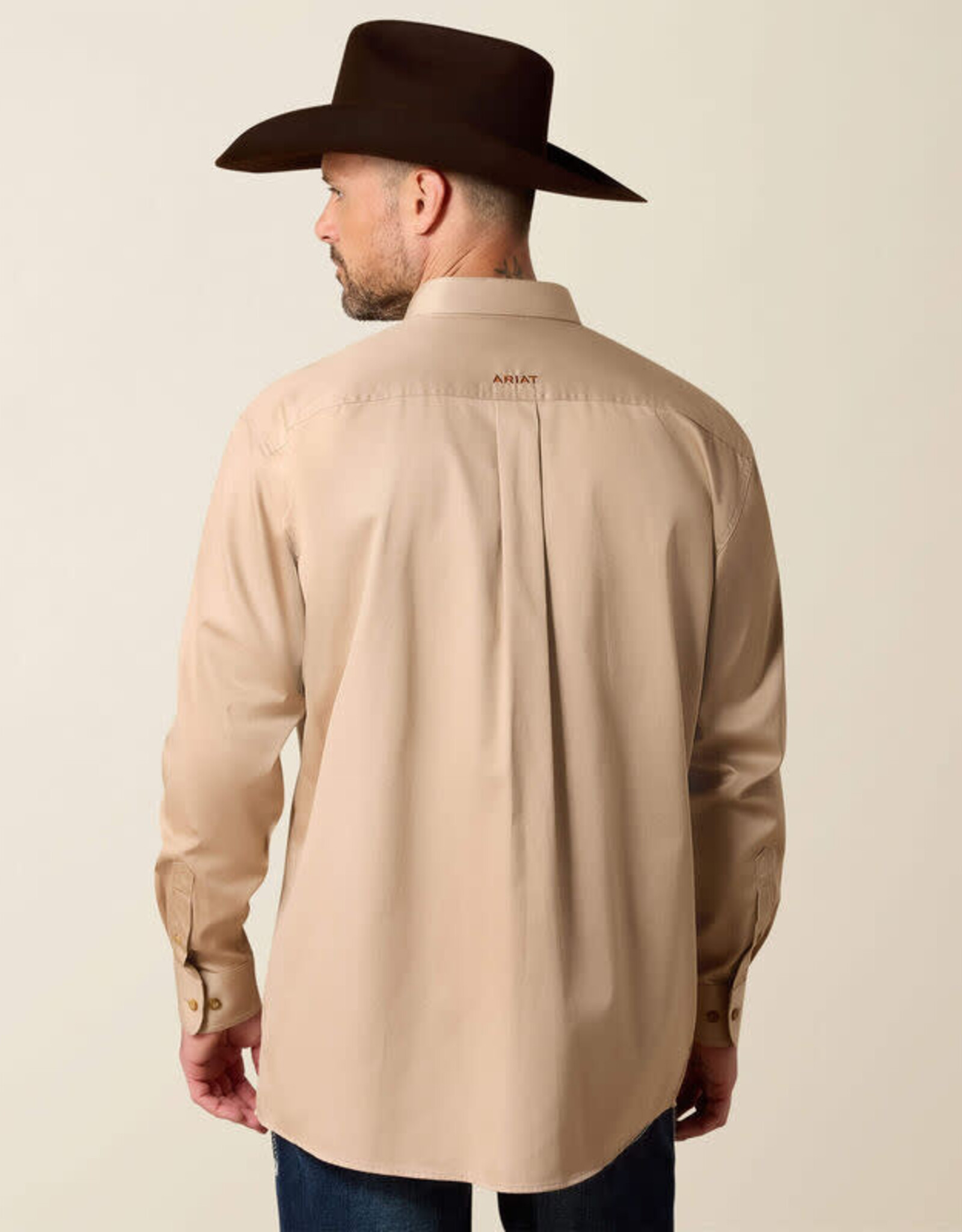 Ariat Ariat Mens Solid Khaki Twill Long Sleeve Button Western Shirt