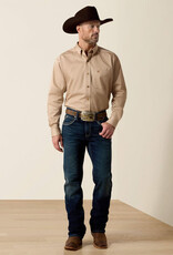 Ariat Ariat Mens Solid Khaki Twill Long Sleeve Button Western Shirt
