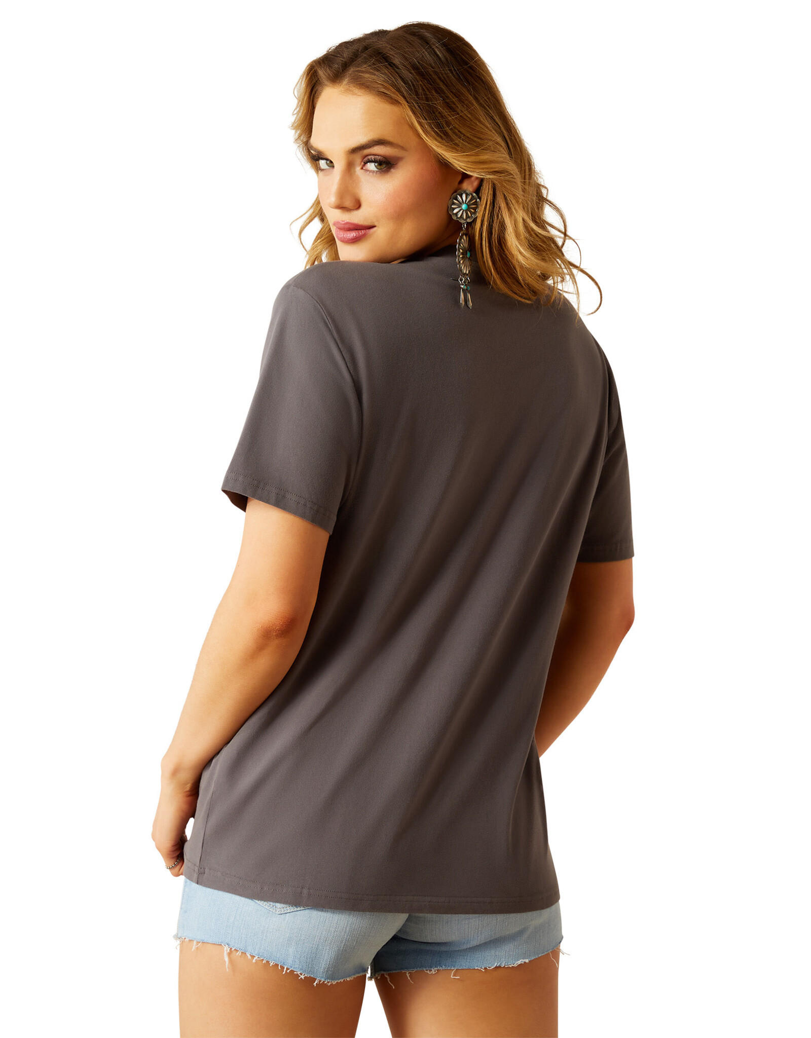 Ariat Womens Ariat Wild West Floral Grey Short Sleeve T Shirt