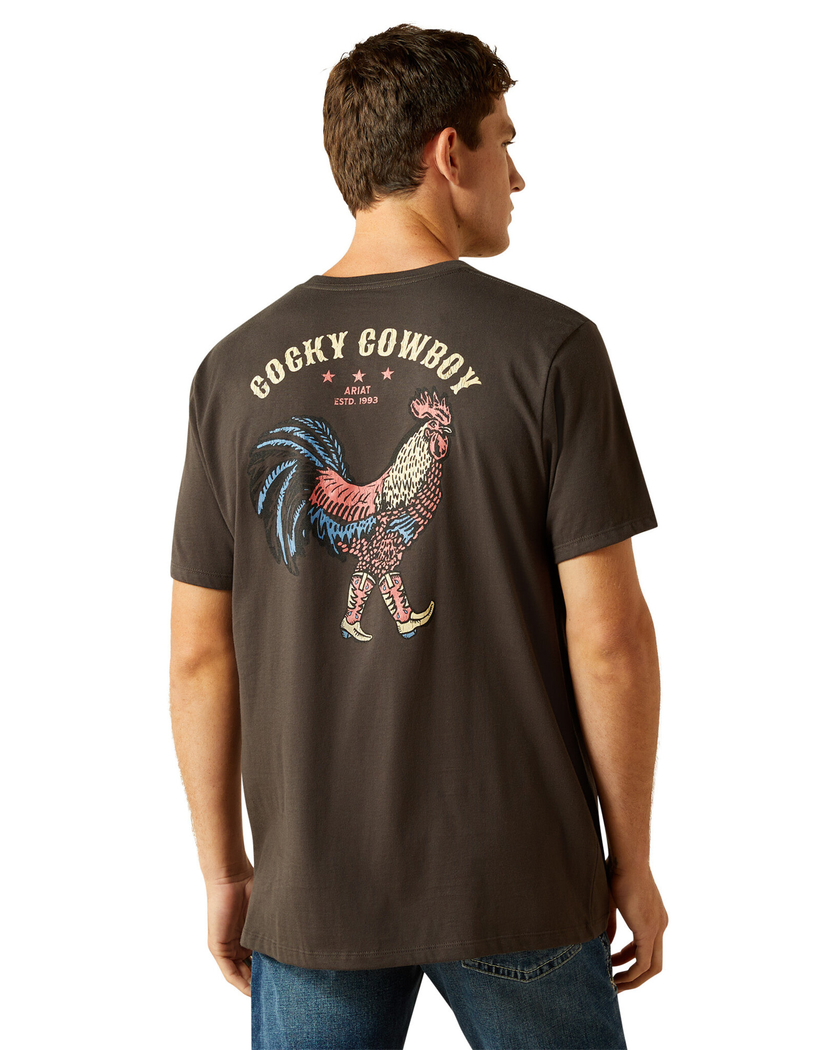 Ariat Mens Ariat Cocky Cowboy Vintage Black T Shirt
