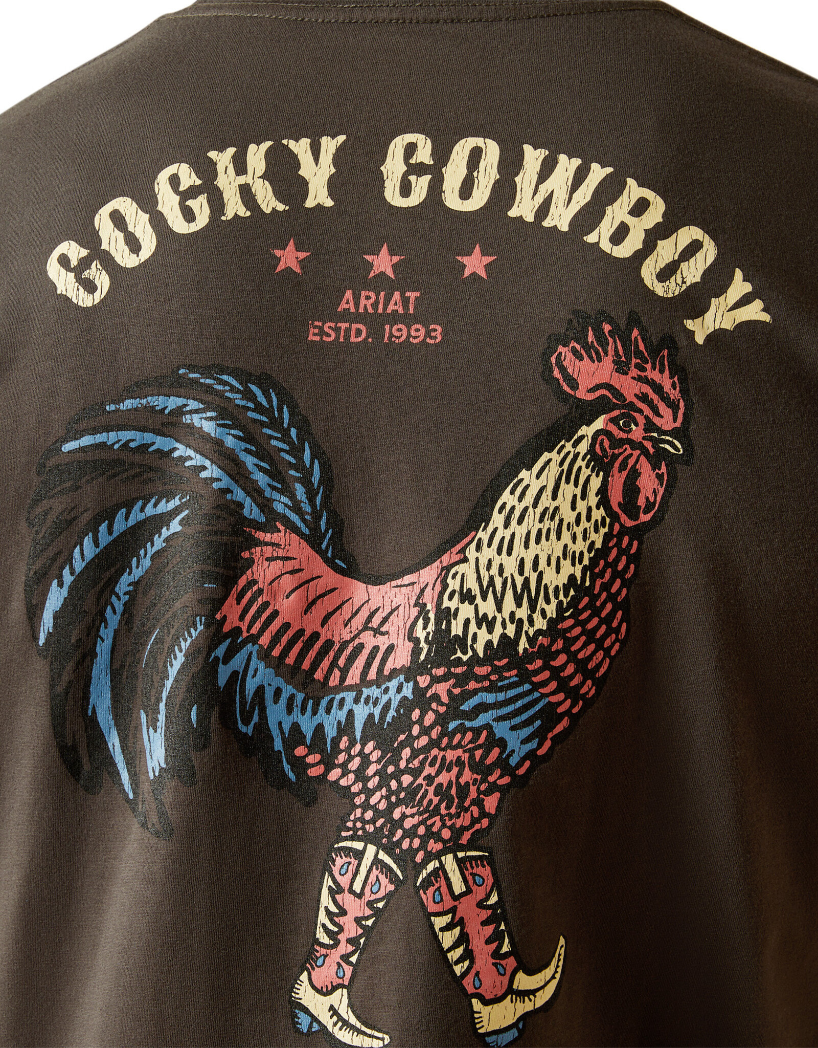 Ariat Mens Ariat Cocky Cowboy Vintage Black T Shirt