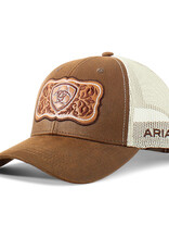 Ariat Womens Ariat Shield Buckle Patch Brown Tan Snapback Mesh Baseball Cap
