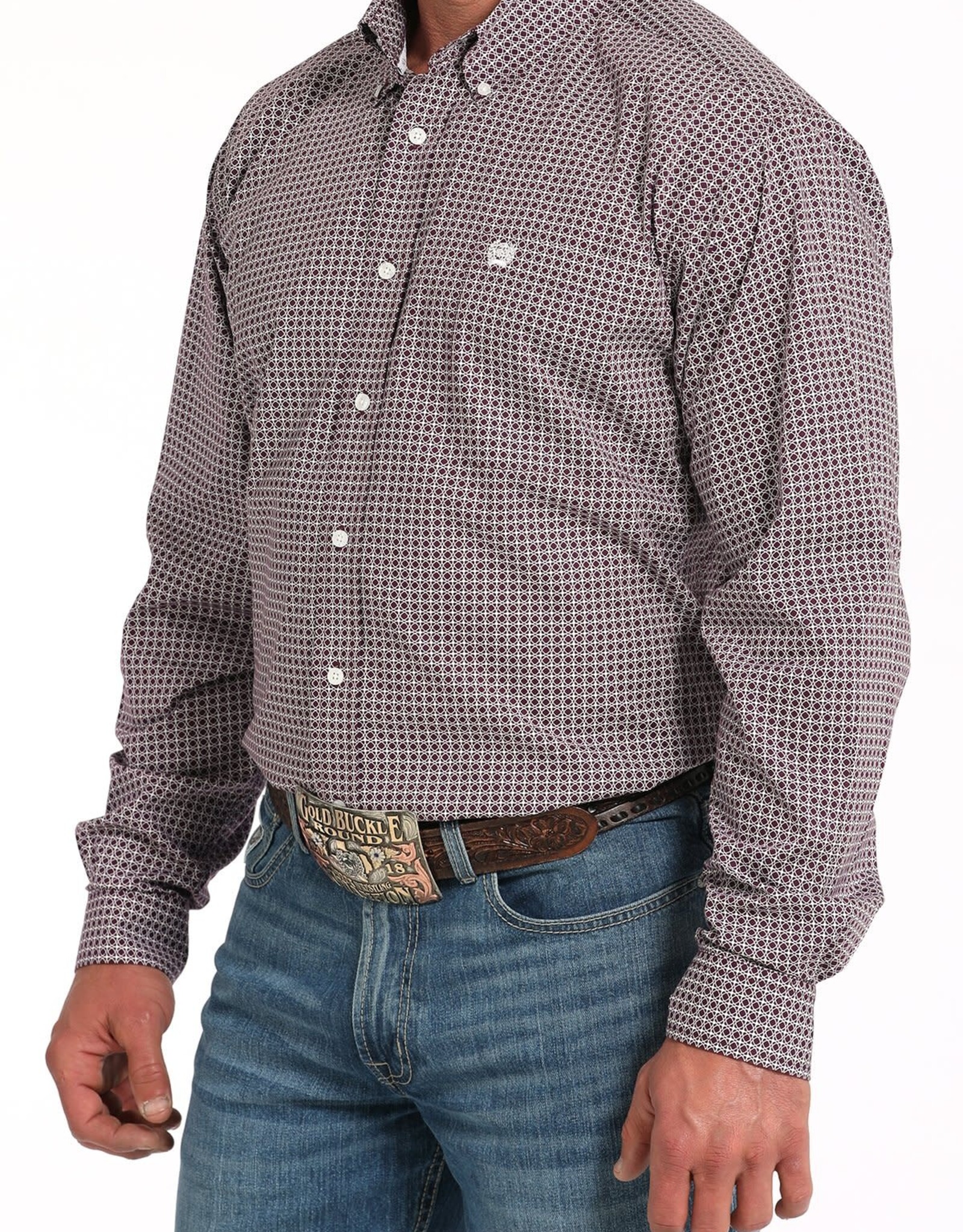 Cinch Mens Cinch Stretch Purple Print Long Sleeve Western Button Arena Shirt
