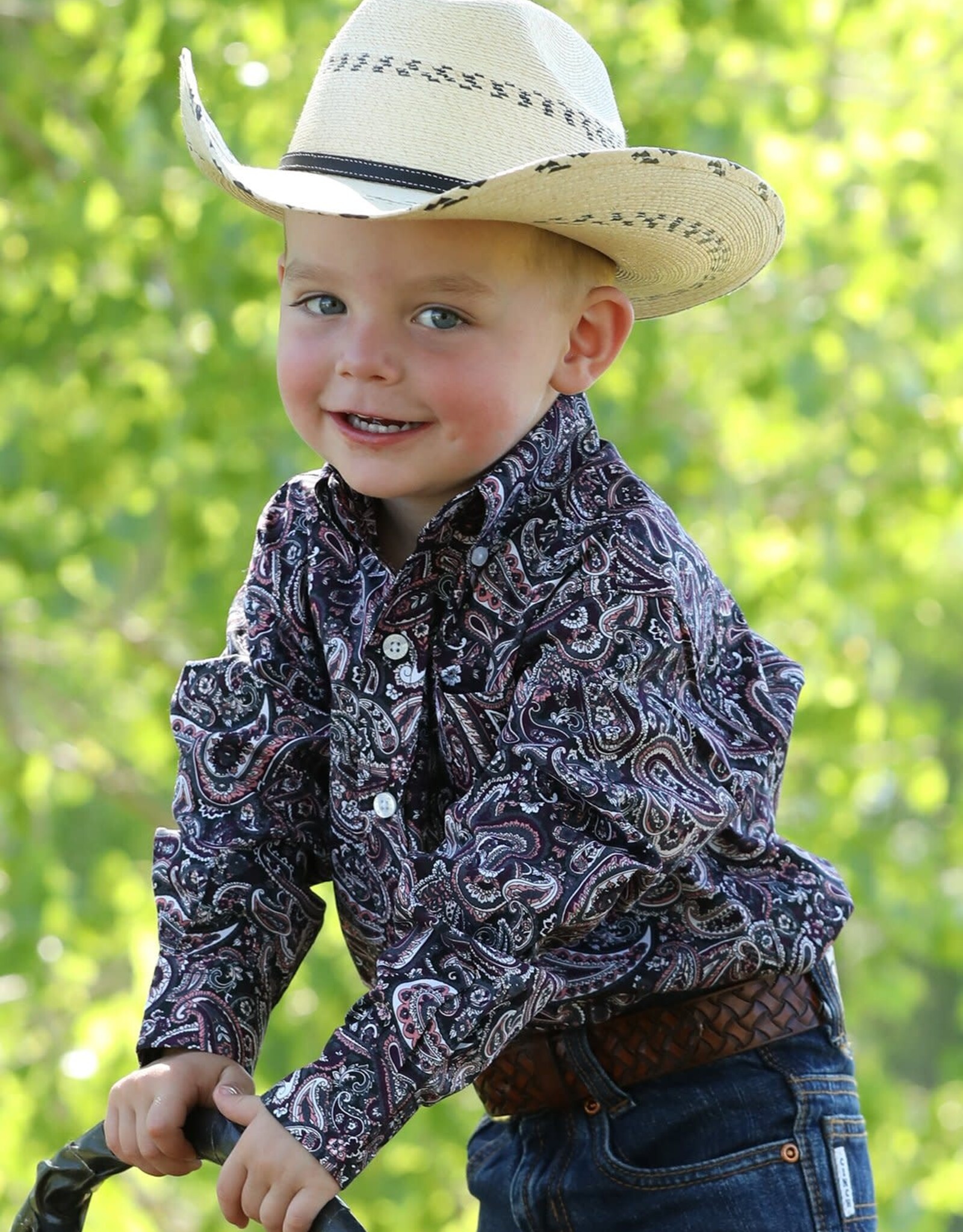 Cinch Boys Infant Cinch Plum Paisley Long Sleeve Western Button Shirt