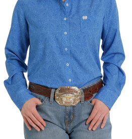 Cinch Womens Cinch Royal Blue Paisley  Arena Flex Long Sleeve Button Western Shirt