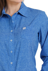 Cinch Womens Cinch Royal Blue Paisley  Arena Flex Long Sleeve Button Western Shirt