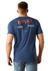 Ariat Mens Ariat Ranch Tough Blue  Short Sleeve T Shirt