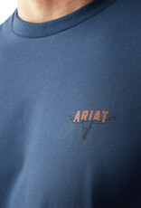Ariat Mens Ariat Ranch Tough Blue  Short Sleeve T Shirt