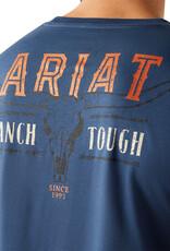 Ariat Mens Ariat Ranch Tough Blue  Short Sleeve T Shirt