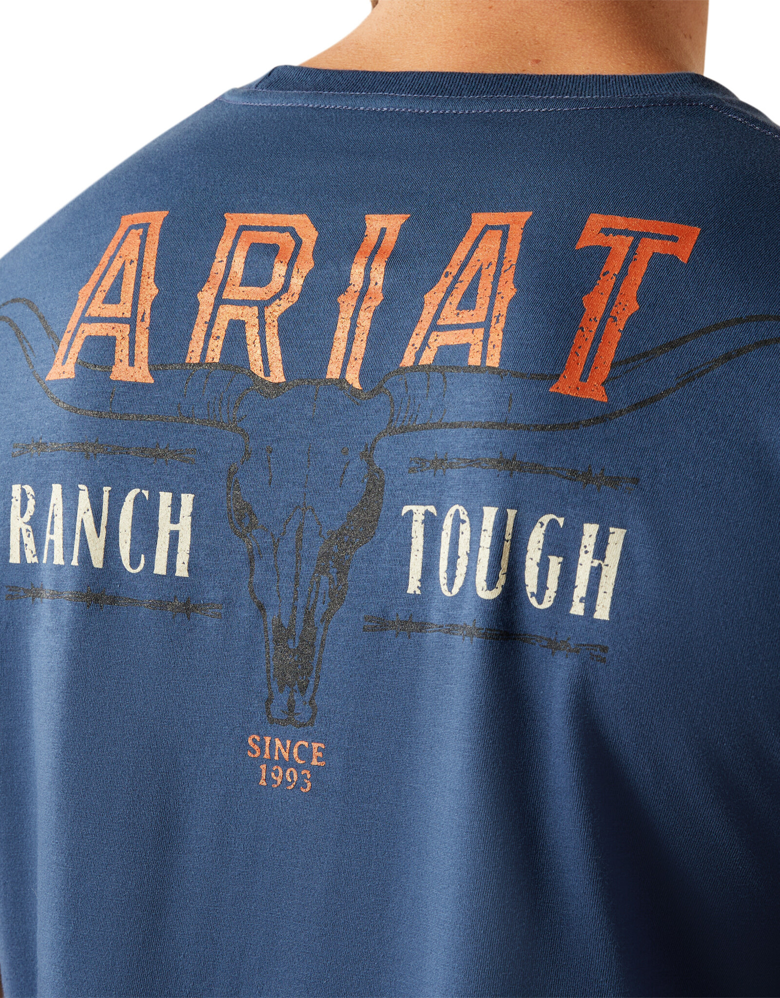 Ariat Mens Ariat Ranch Tough Blue  Short Sleeve T Shirt