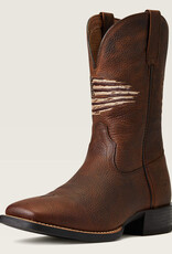 Ariat Mens Ariat  Oiled Brown Square Toe  11" Boot With American Flag Top