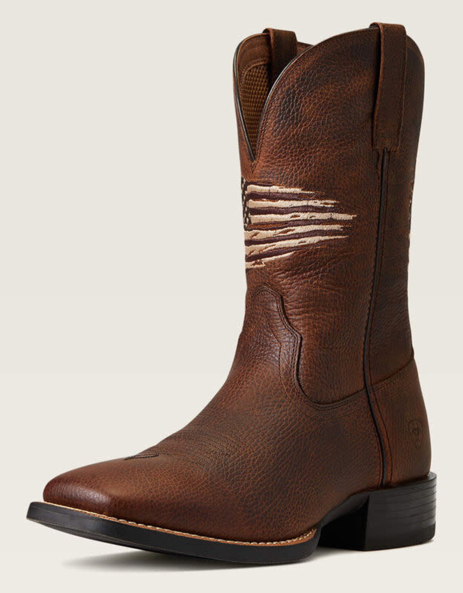 Ariat Mens Ariat  Oiled Brown Square Toe  11" Boot With American Flag Top