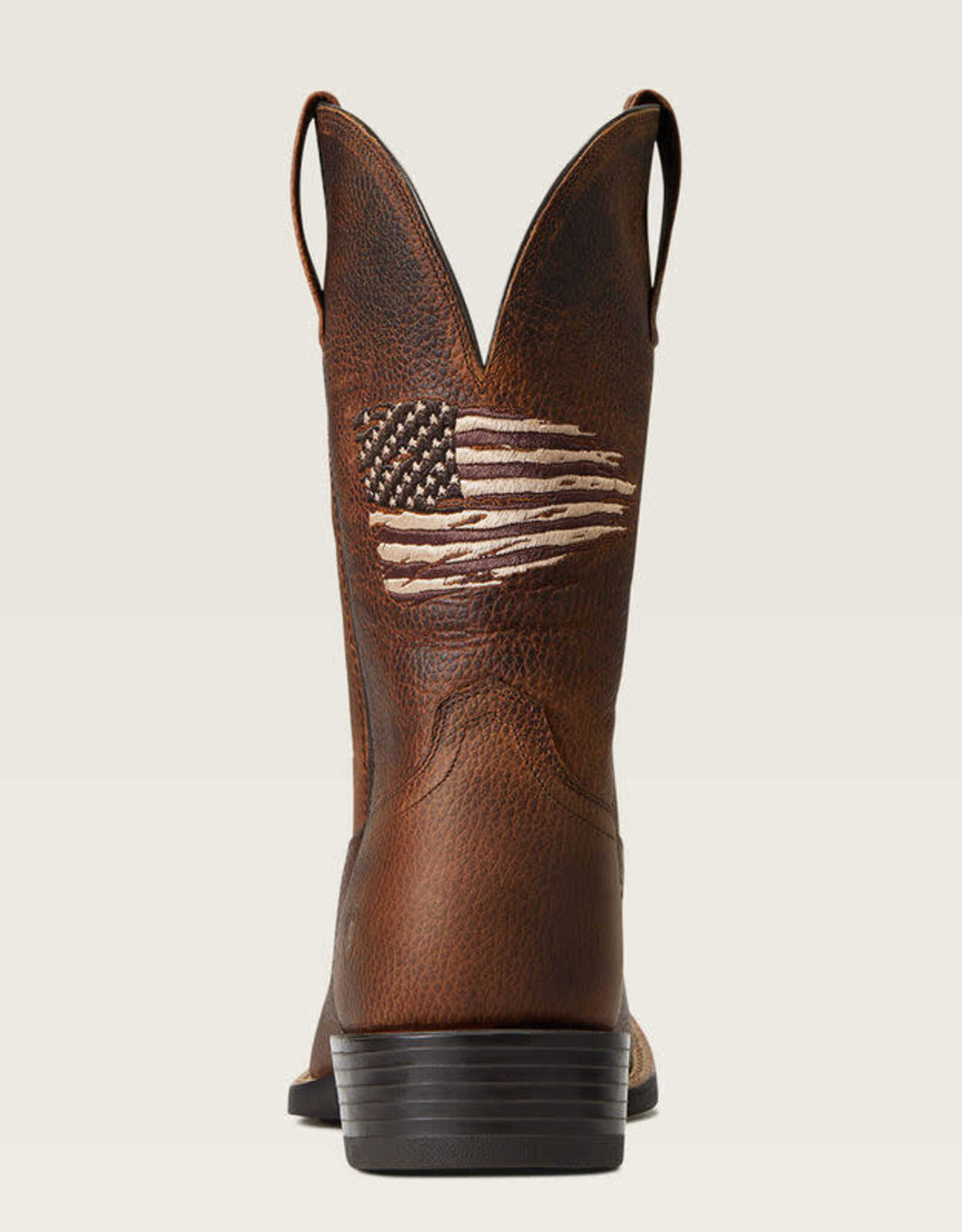 Ariat Mens Ariat  Oiled Brown Square Toe  11" Boot With American Flag Top