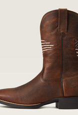 Ariat Mens Ariat  Oiled Brown Square Toe  11" Boot With American Flag Top