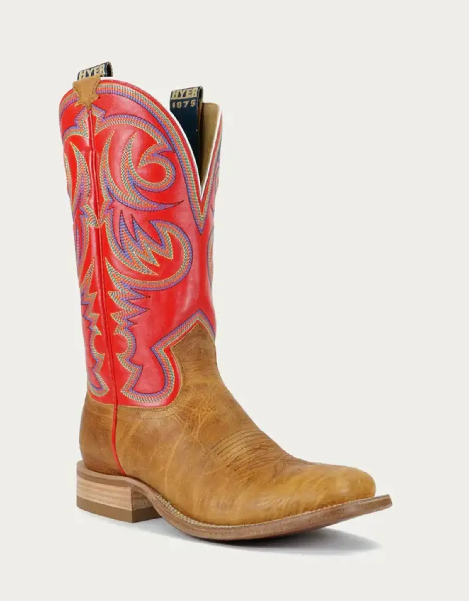 Hyer Boots Mens Hyer Sawyer Shrunken Shoulder Vintage Red Square Toe Western Cowboy Boot
