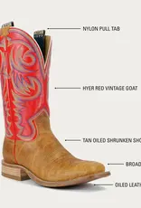 Hyer Boots Mens Hyer Sawyer Shrunken Shoulder Vintage Red Square Toe Western Cowboy Boot