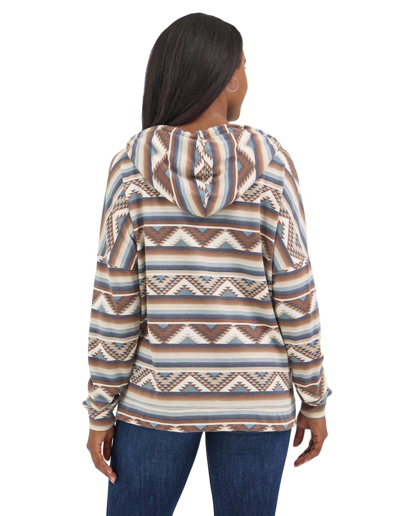 Womens Wrangler Retro Brown Aztec Ragland Pullover Hoody