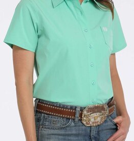 Cinch Womens Cinch Mint Green Arena Flex Short Sleeve Button Shirt