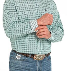 Cinch Mens Cinch Turquoise Print Long Sleeve Western Button Arena Shirt