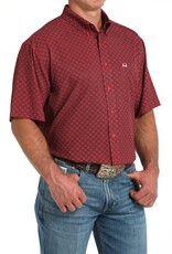 Cinch Mens Cinch Red Print Short Sleeve Arena Flex Western Button Shirt