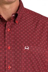 Cinch Mens Cinch Red Print Short Sleeve Arena Flex Western Button Shirt
