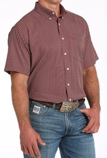 Cinch Mens Cinch Burgundy Print Short Sleeve Arena Flex Western Button Shirt