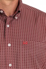 Cinch Mens Cinch Burgundy Print Short Sleeve Arena Flex Western Button Shirt