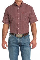 Cinch Mens Cinch Burgundy Print Short Sleeve Arena Flex Western Button Shirt