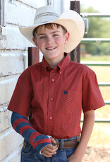 Cinch Boys Cinch Red Geo Print Short Sleeve Button Western Shirt