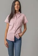 Kimes Womens Linville Coolmax Solid Pink Button Down Short Sleeve Shirt