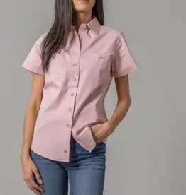 Kimes Womens Linville Coolmax Solid Pink Button Down Short Sleeve Shirt