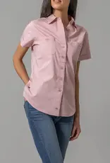Kimes Womens Linville Coolmax Solid Pink Button Down Short Sleeve Shirt
