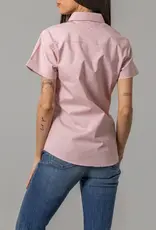 Kimes Womens Linville Coolmax Solid Pink Button Down Short Sleeve Shirt