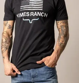 Mens Kimes Ranch Stability Black USA Flag Short Sleeve T Shirt