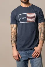 Mens Kimes Ranch American Trucker Navy USA Flag Short Sleeve T Shirt