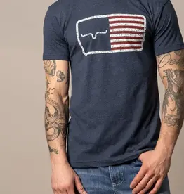 Mens Kimes Ranch American Trucker Navy USA Flag Short Sleeve T Shirt