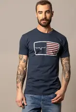 Mens Kimes Ranch American Trucker Navy USA Flag Short Sleeve T Shirt