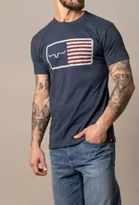 Mens Kimes Ranch American Trucker Navy USA Flag Short Sleeve T Shirt